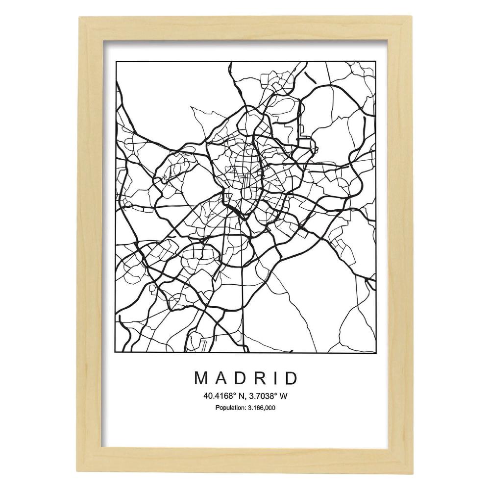 Nacnic Lámina Estilo Nordico De Madrid En Blanco Y Negro