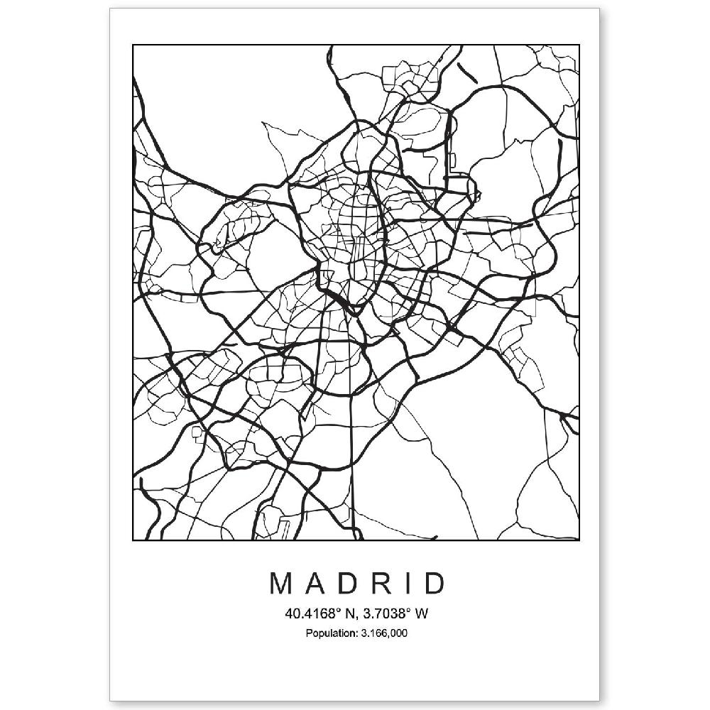 nacnic Lámina estilo nordico de Madrid en blanco y negro