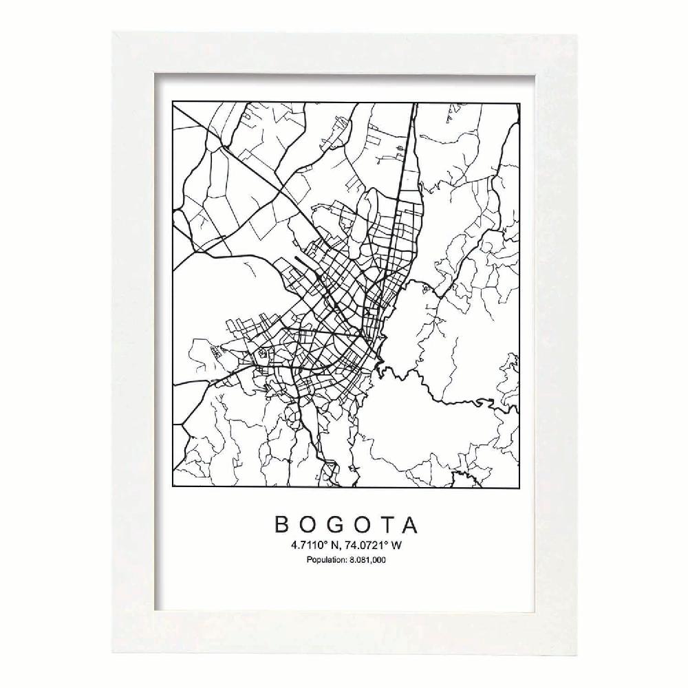 Nacnic Lámina Estilo Nórdico De Mapa De Bogota En Blanco Y Negro
