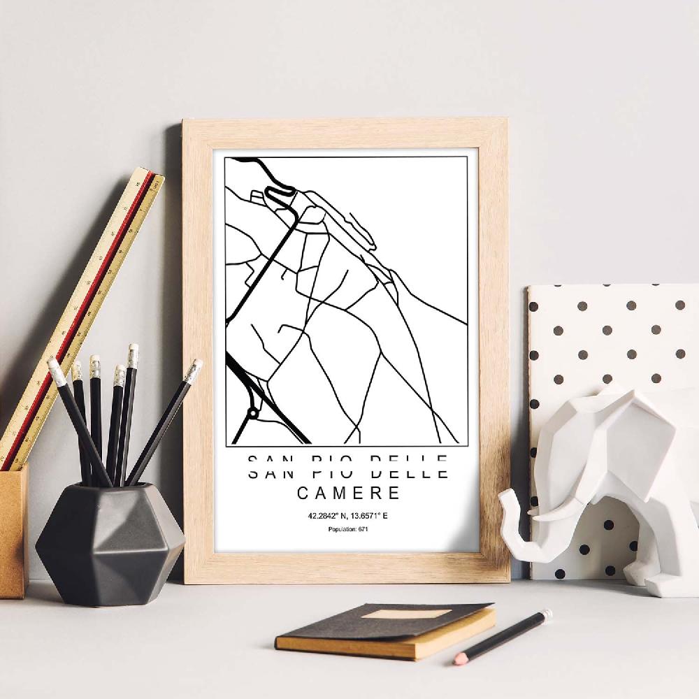 Nacnic Lámina Estilo Nórdico De Mapa De San Pio Delle Camere En Blanco Y Negro