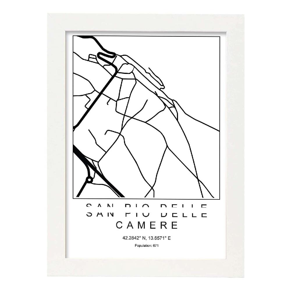 Nacnic Lámina Estilo Nórdico De Mapa De San Pio Delle Camere En Blanco Y Negro