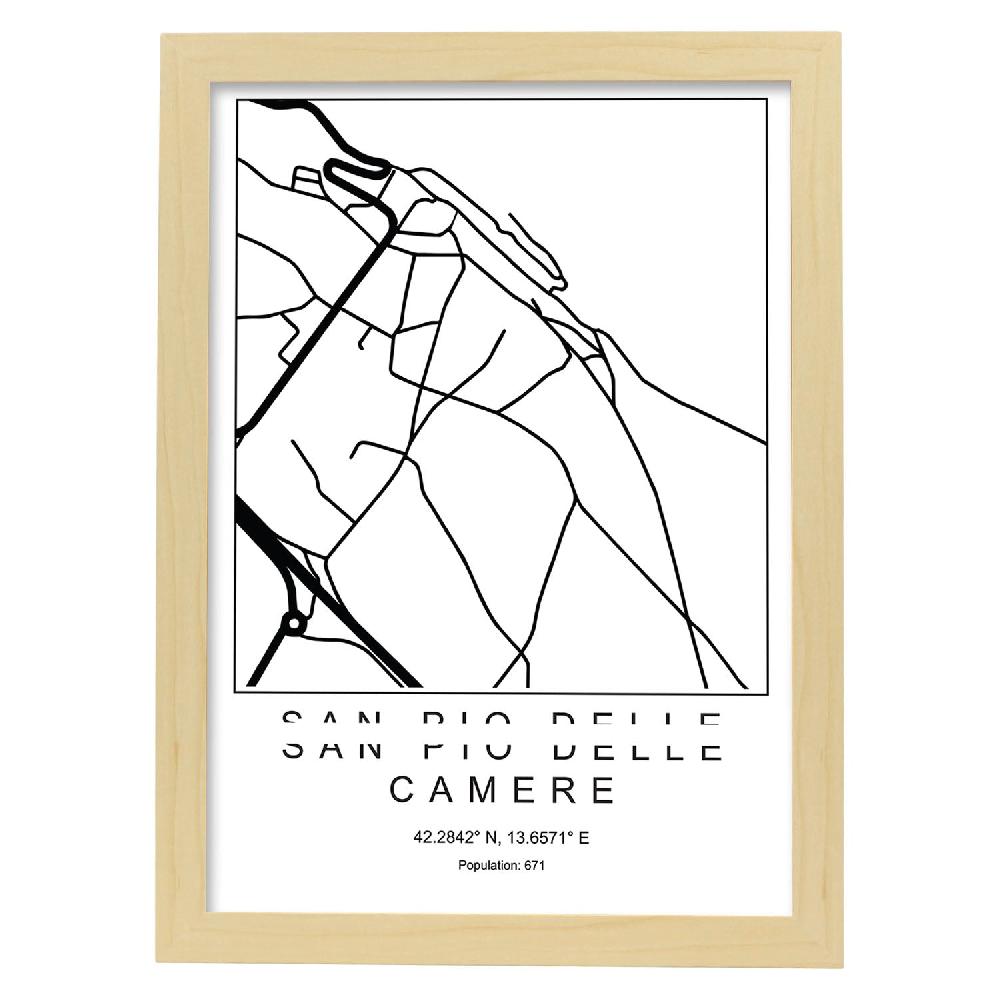 Nacnic Lámina Estilo Nórdico De Mapa De San Pio Delle Camere En Blanco Y Negro