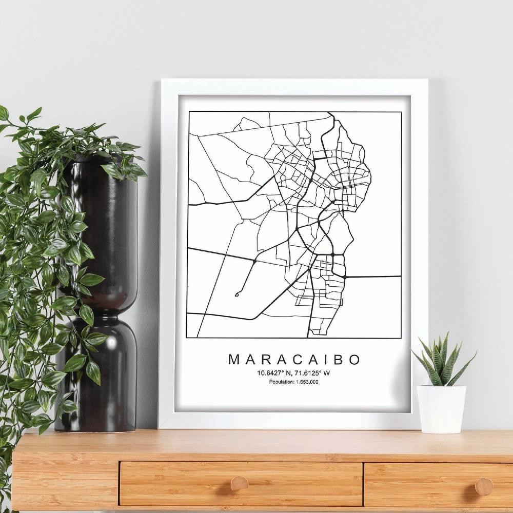 Nacnic Lámina Estilo Nordico De Maracaibo En Blanco Y Negro