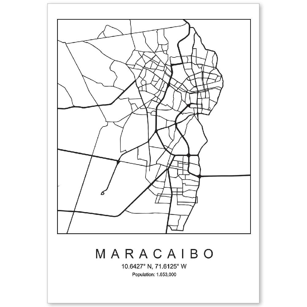 nacnic Lámina estilo nordico de Maracaibo en blanco y negro