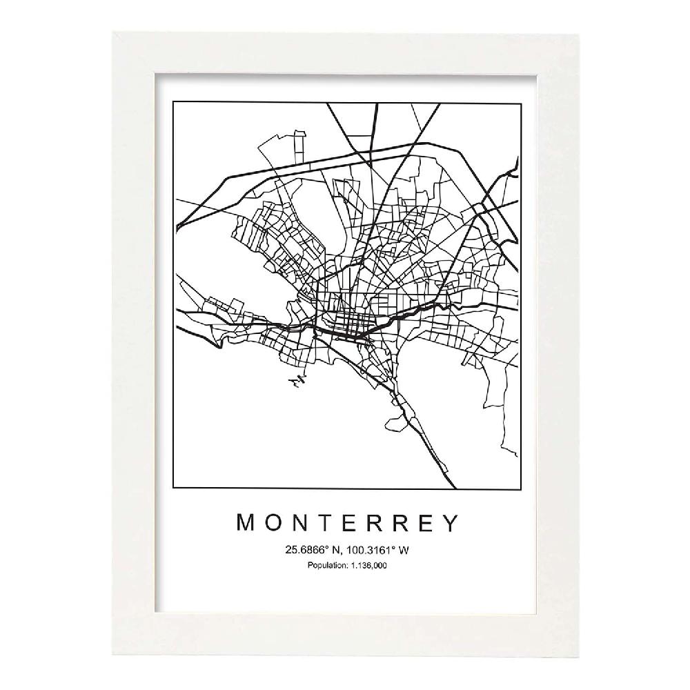 Nacnic Lámina Estilo Nórdico De Monterrey En Blanco Y Negro