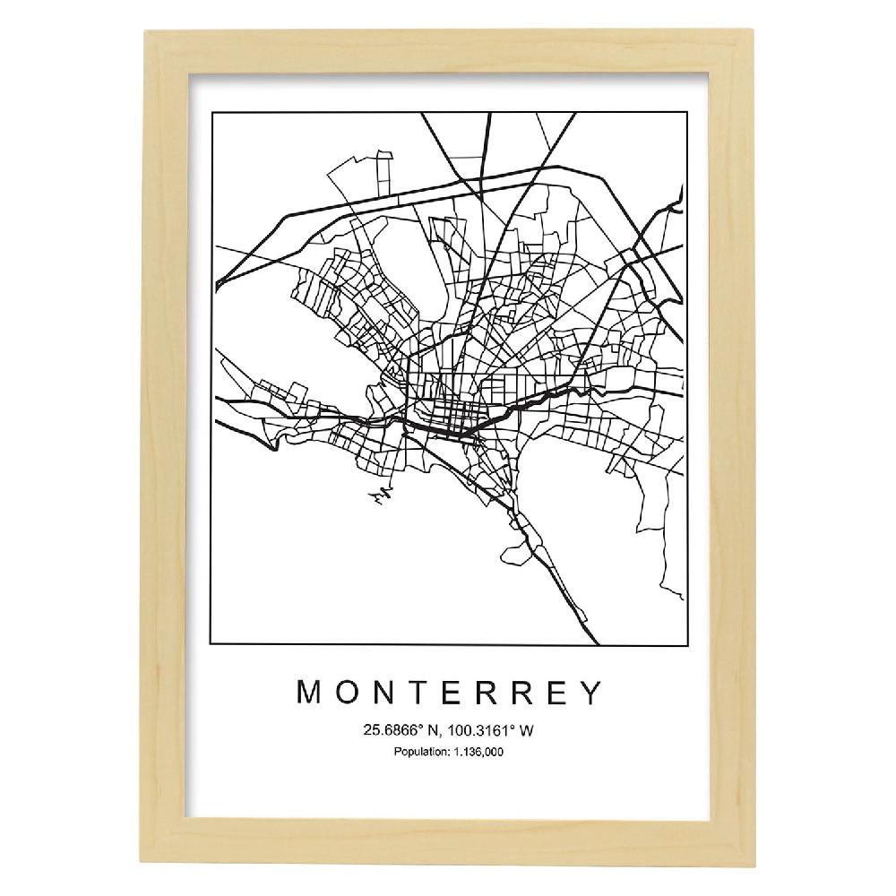 Nacnic Lámina Estilo Nórdico De Monterrey En Blanco Y Negro