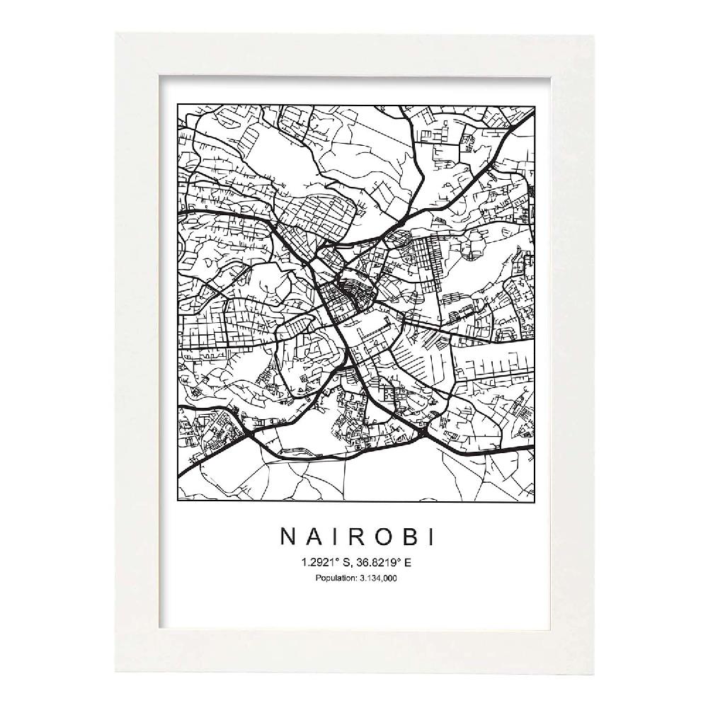 Nacnic Lámina Estilo Nordico De Nairobi En Blanco Y Negro