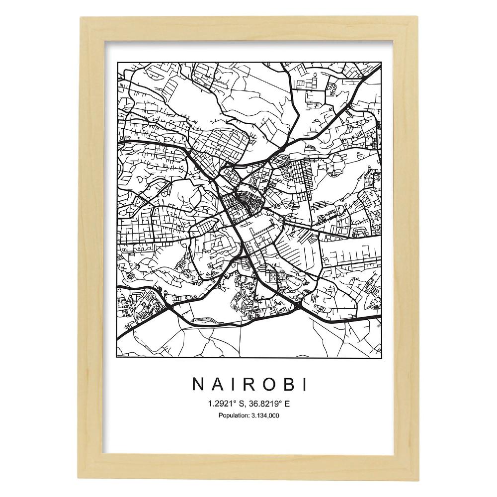 Nacnic Lámina Estilo Nordico De Nairobi En Blanco Y Negro