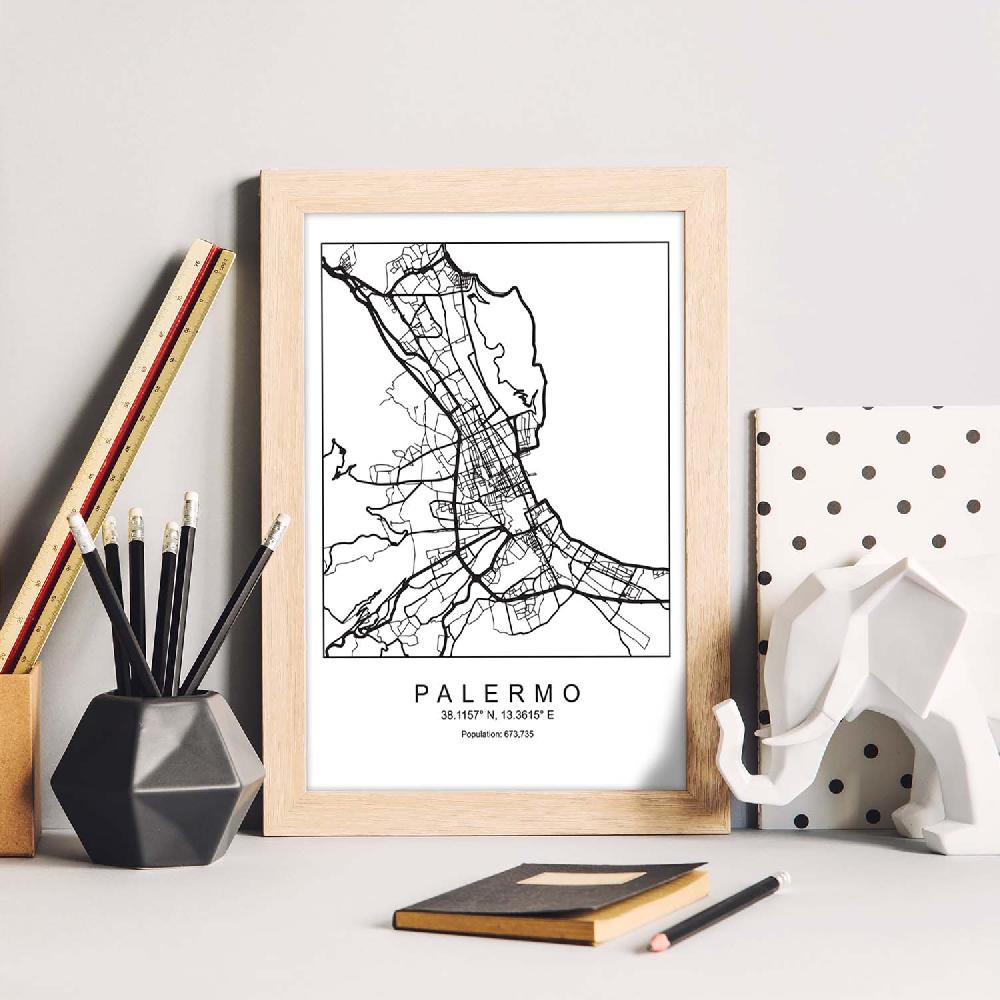 Nacnic Lámina Estilo Nórdico Del Mapa De La Ciudad De Palermo