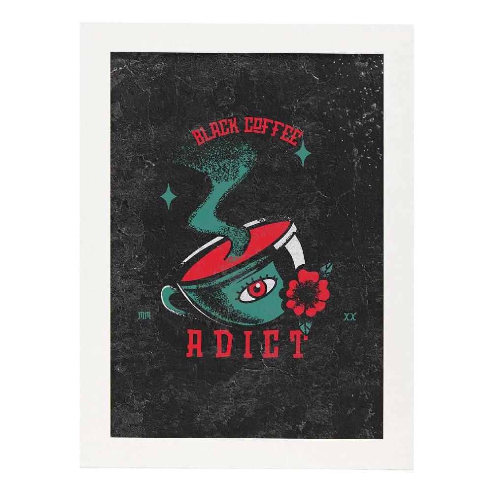 Nacnic Lámina Estilo Tatuaje Café Solo En Fondo Oscuro