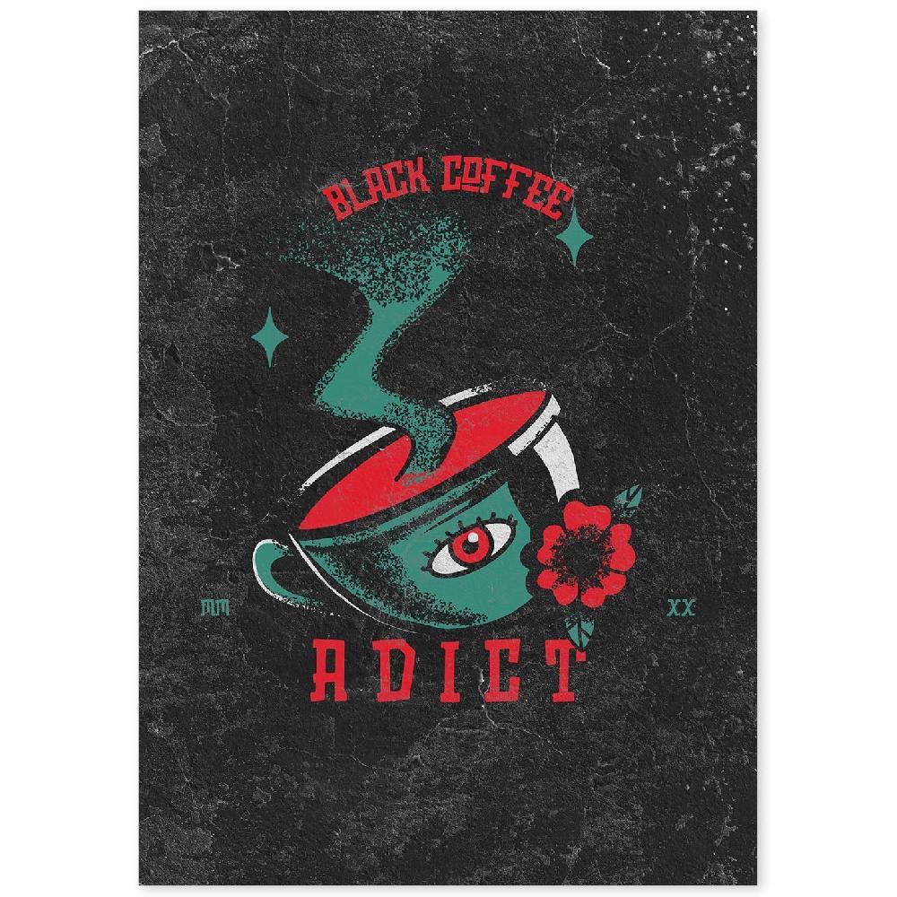 nacnic Lámina Estilo Tatuaje Café Solo en Fondo Oscuro