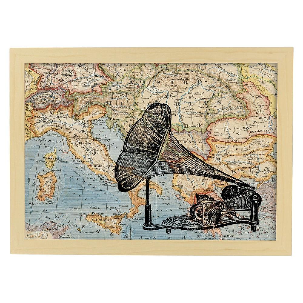 Nacnic Lámina Europa Dolce Vita De Objetos Sobre Mapas Vintage