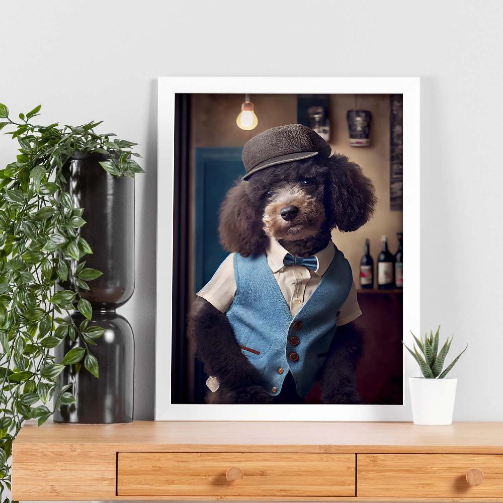 Nacnic Lámina Fotográfica De Poodle Sensible De Nacnic En Estilo Realista Con Ropa Humana