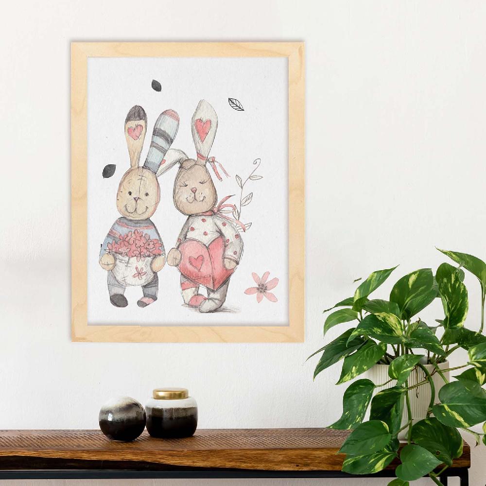 Nacnic Lámina Gustav Y Caroline Con Ilustraciones De Conejos