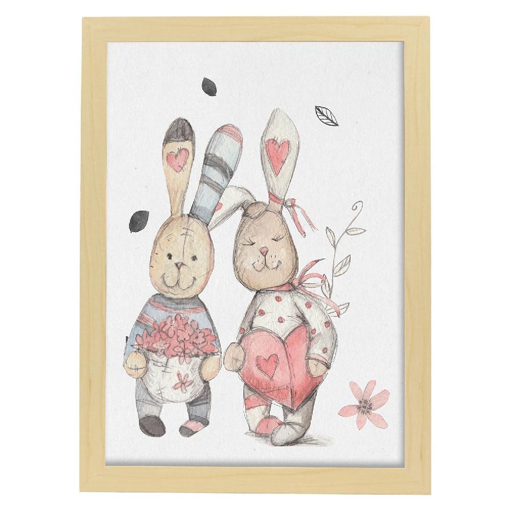 Nacnic Lámina Gustav Y Caroline Con Ilustraciones De Conejos