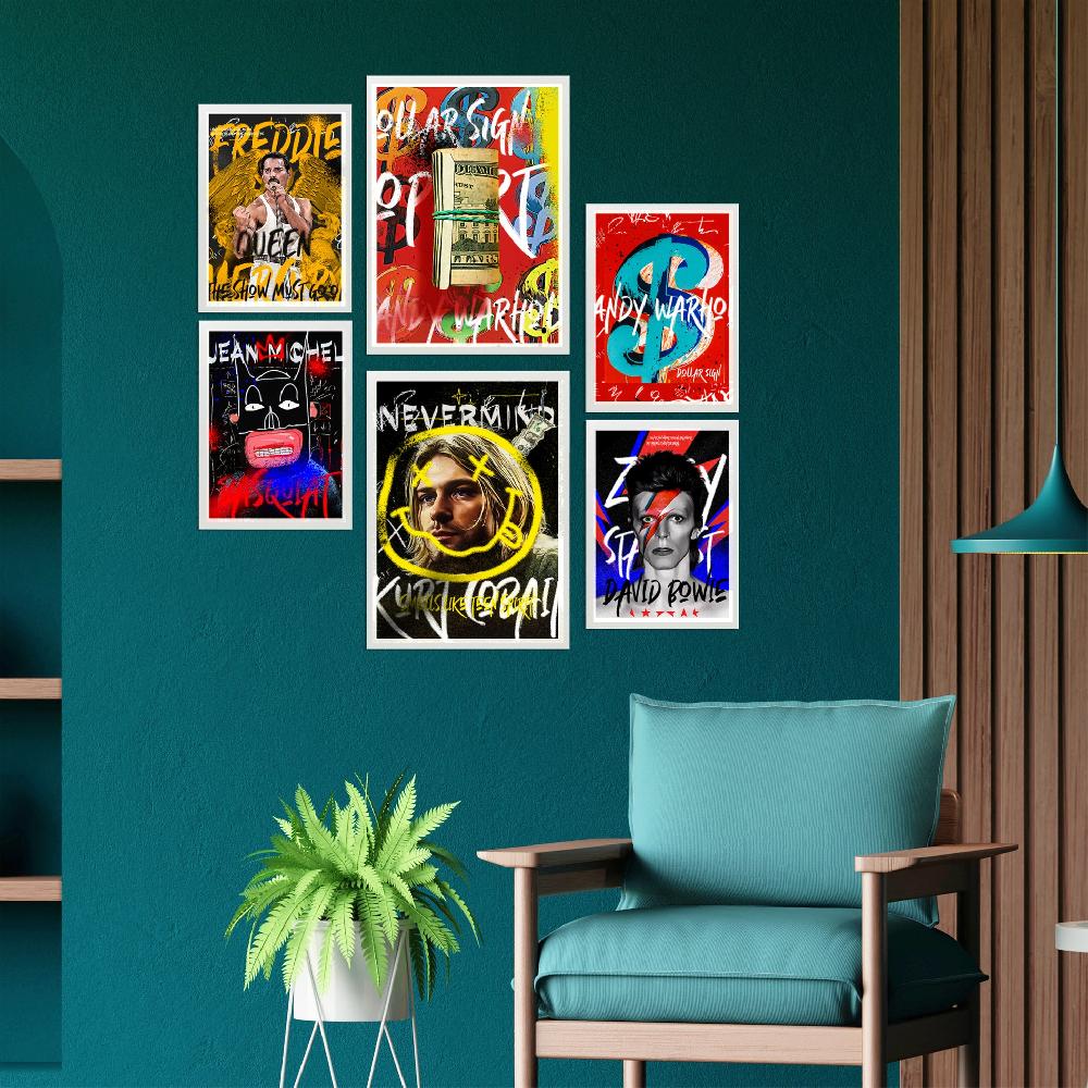 Nacnic Lámina Iconos Nirvana Bowie Mercury Warhol Y Basquiat Grafiti