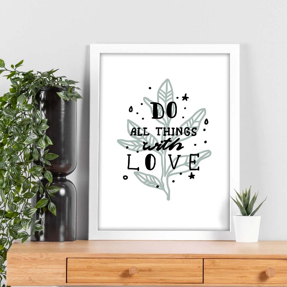 Nacnic Lámina Ilustrada 'All Things With Love' Con Mensajes Felices Y Motivadores