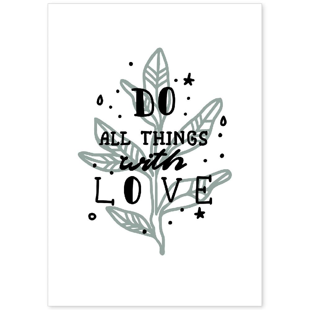 nacnic Lámina ilustrada 'All Things With Love' con mensajes felices y motivadores