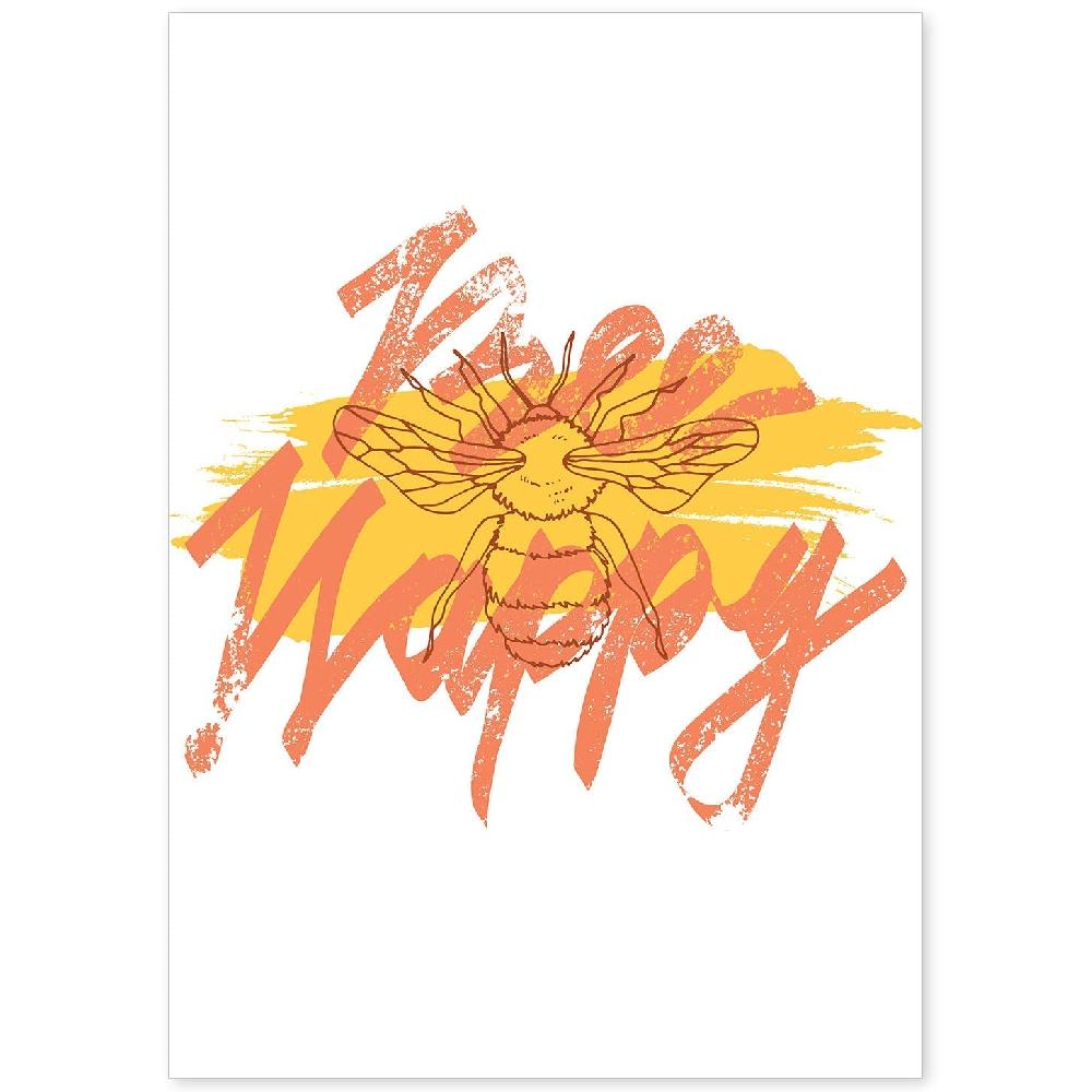 nacnic Lámina ilustrada 'Bee Happy' con mensajes felices