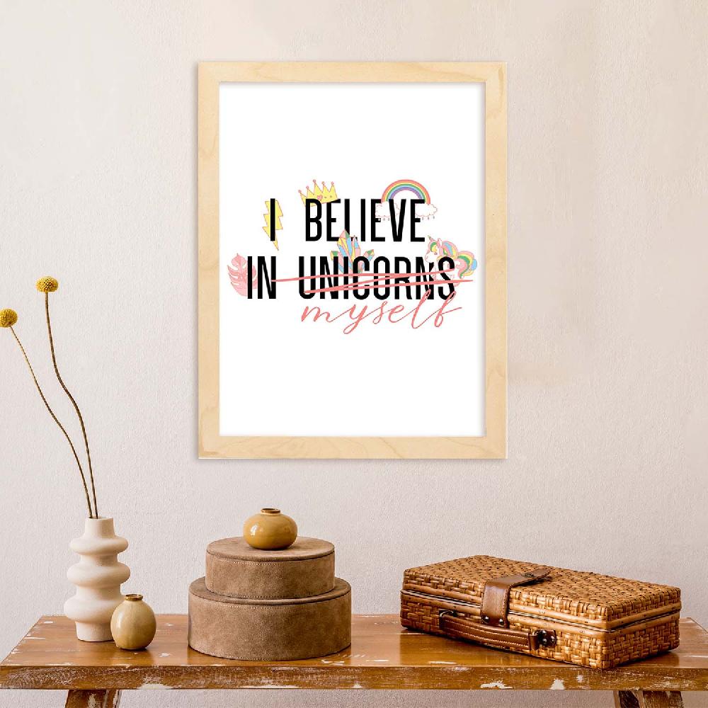 Nacnic Lámina Ilustrada Con Mensajes Felices 'I Believe In Unicorns'