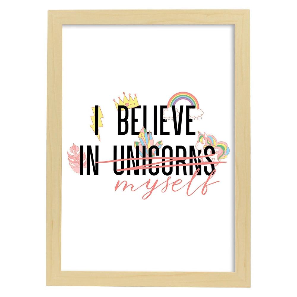 Nacnic Lámina Ilustrada Con Mensajes Felices 'I Believe In Unicorns'