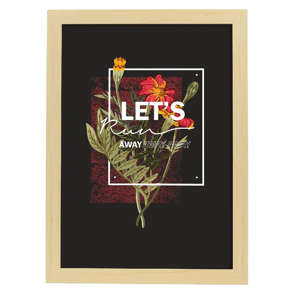 Nacnic Lámina Ilustrada Con Mensajes Felices 'Lets Run Away'