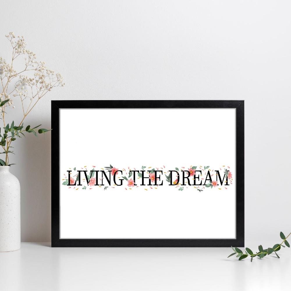 nacnic Lámina Ilustrada con Mensajes Felices 'Living The Dream'