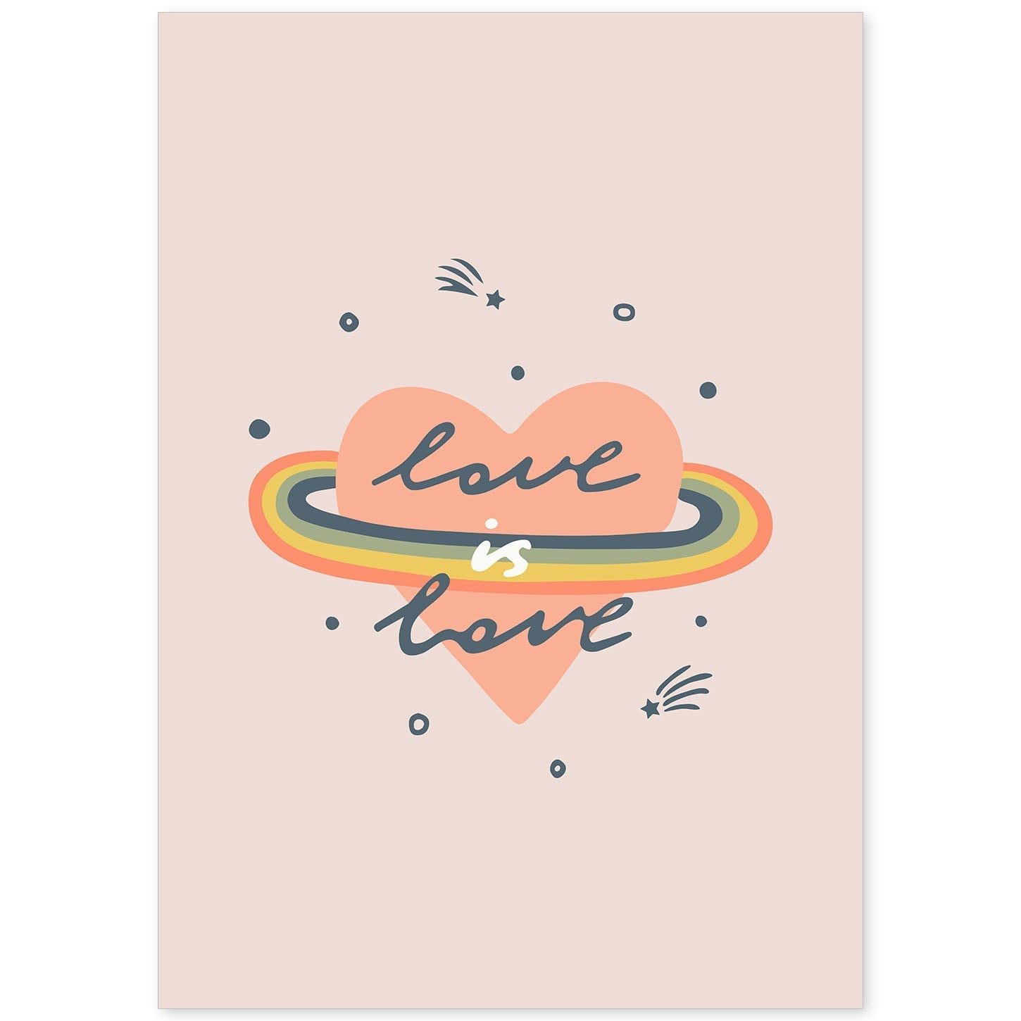 nacnic Lámina Ilustrada con Mensajes Felices 'Love Is Love'