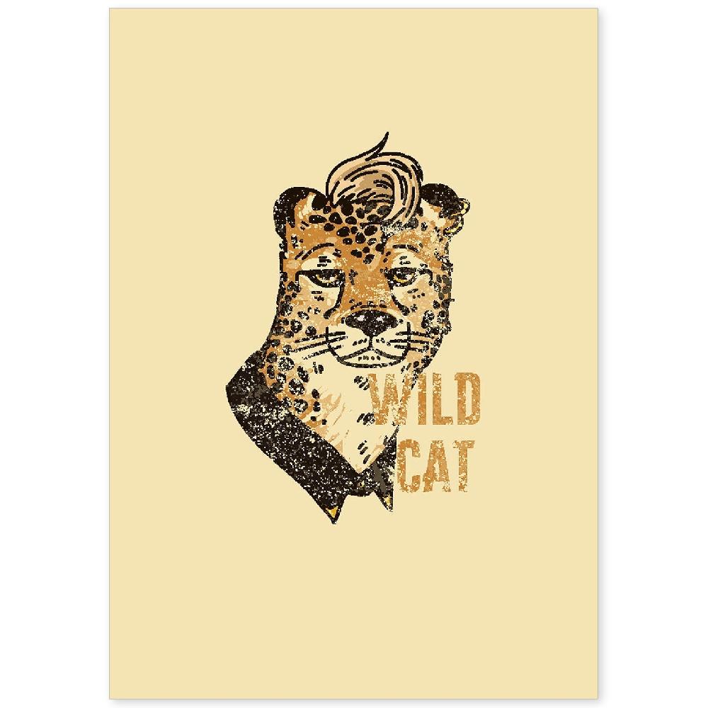 nacnic Lámina Ilustrada con Mensajes Felices 'Wild Cat'