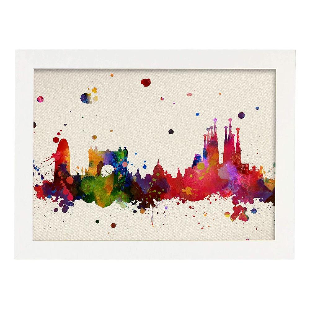 Nacnic Lámina Ilustrada De Barcelona Y Mapa De España