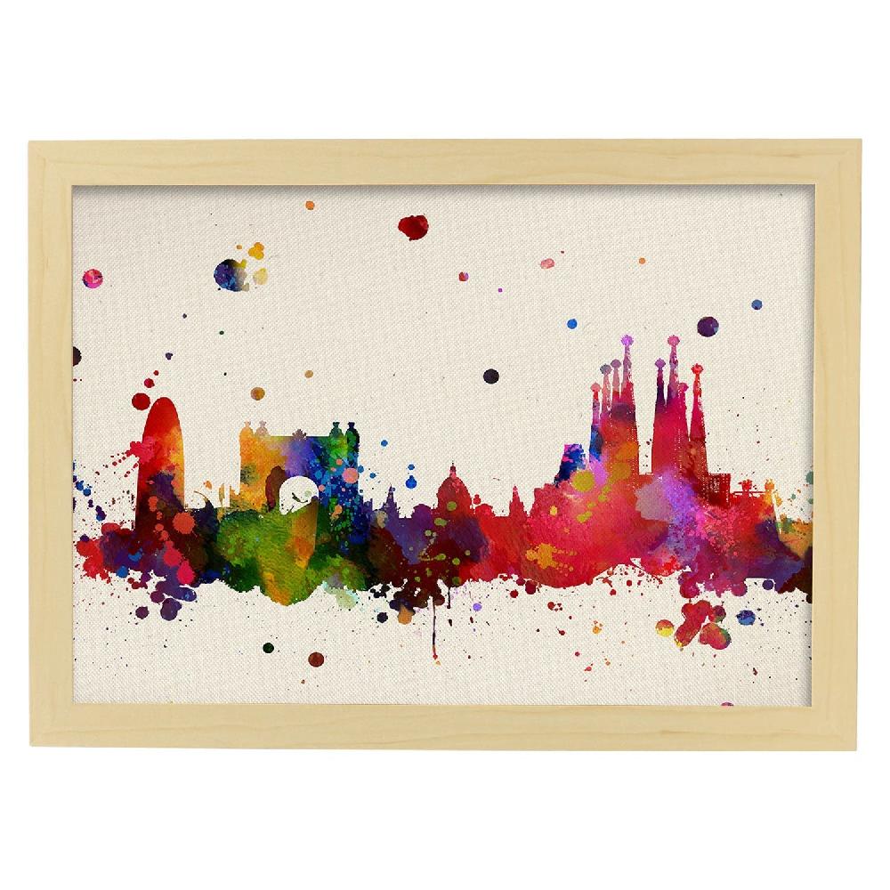 Nacnic Lámina Ilustrada De Barcelona Y Mapa De España