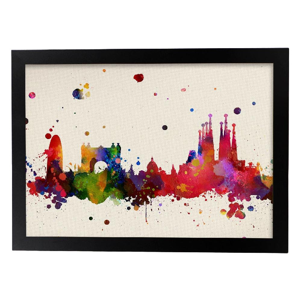 Nacnic Lámina Ilustrada De Barcelona Y Mapa De España