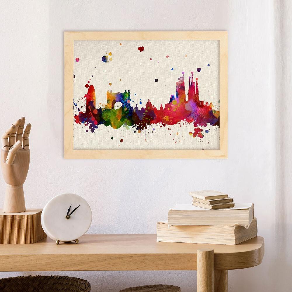 nacnic Lámina Ilustrada de Barcelona y Mapa de España