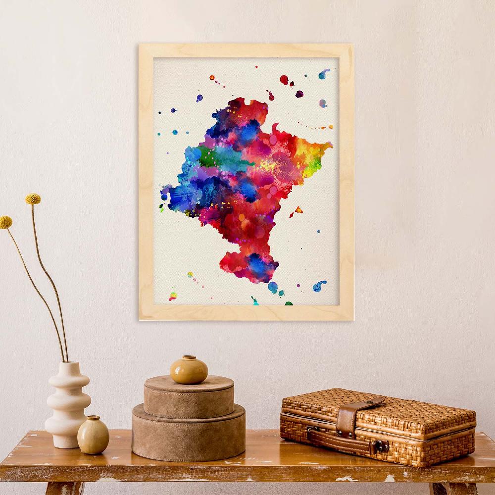 Nacnic Lámina Ilustrada De Navarra Y Mapa De España