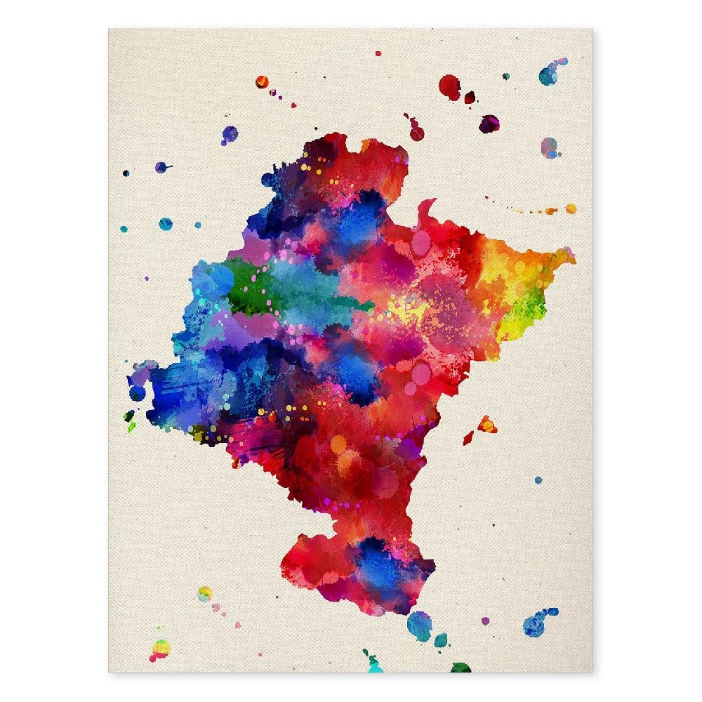 nacnic Lámina Ilustrada de Navarra y Mapa de España