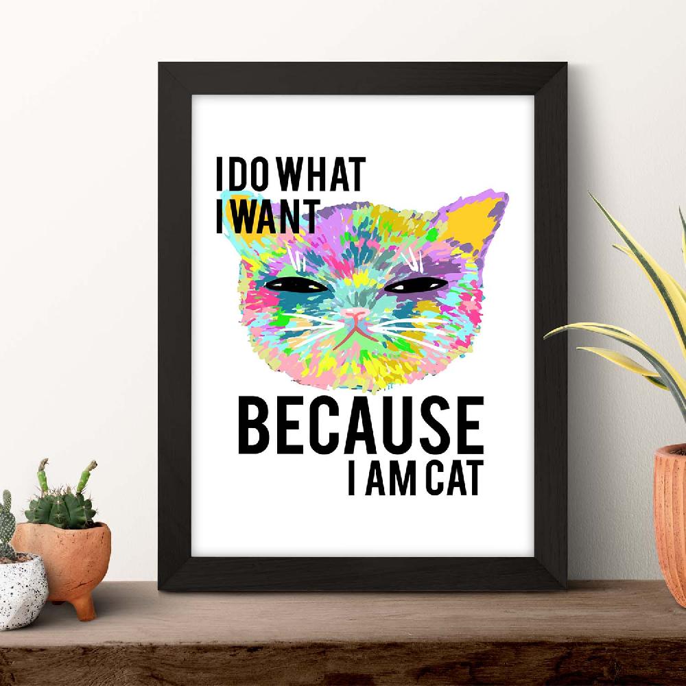Nacnic Lámina Ilustrada 'I Am Cat' Con Mensajes Felices