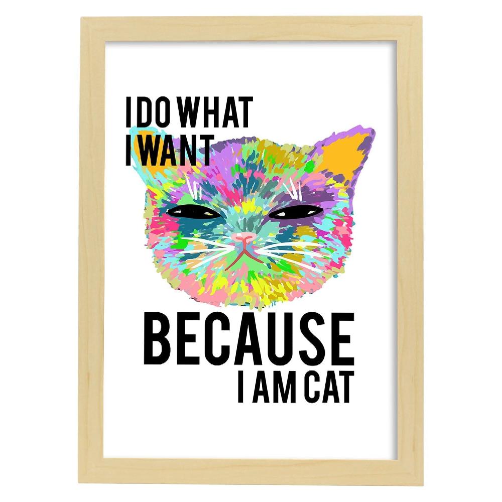Nacnic Lámina Ilustrada 'I Am Cat' Con Mensajes Felices