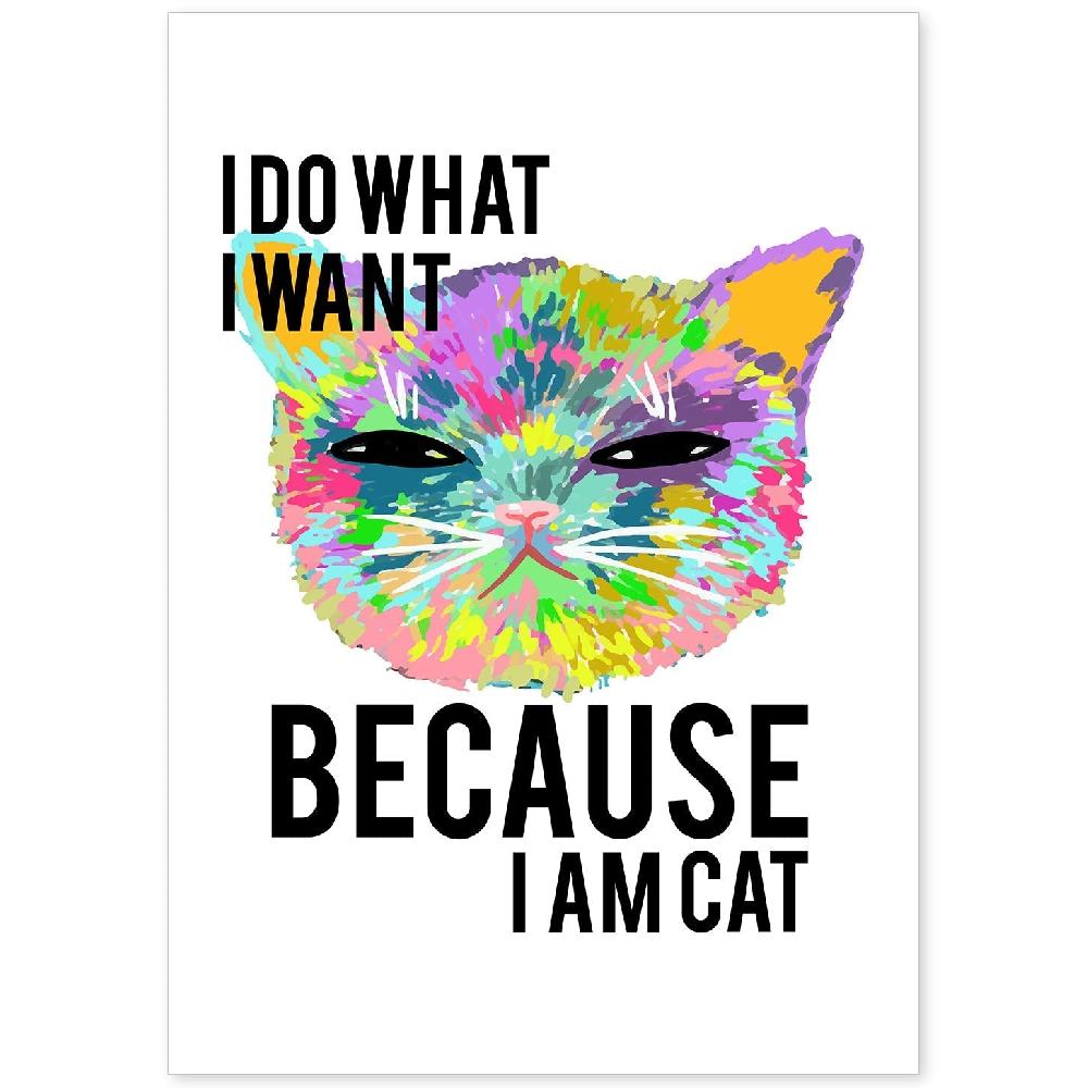 nacnic Lámina Ilustrada 'I Am Cat' con Mensajes Felices