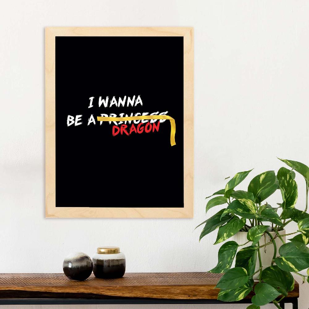 Nacnic Lámina Ilustrada 'I Wanna Be A Dragon' Con Mensajes Felices