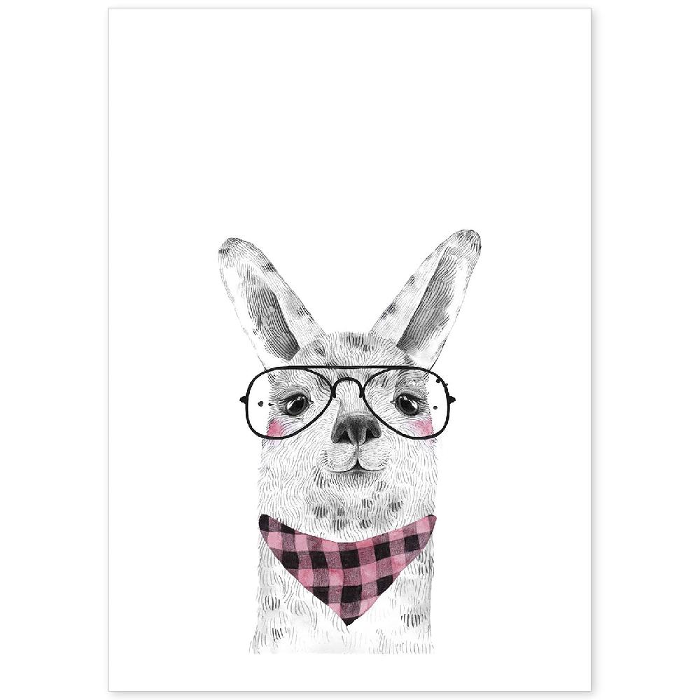 nacnic Lámina Infantil de Alpaca con Gafas y Pañuelo
