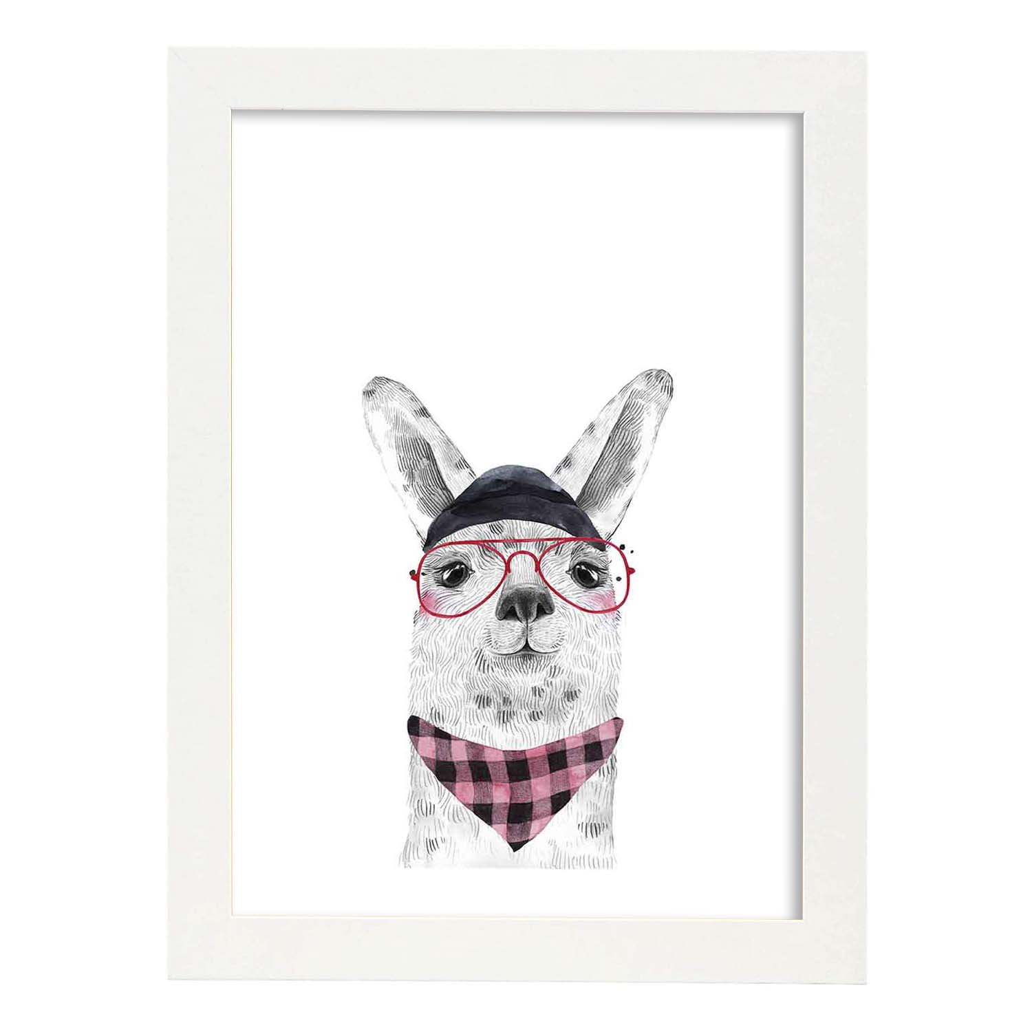 Nacnic Lámina Infantil De Alpaca Con Gorro Y Gafas Rosa