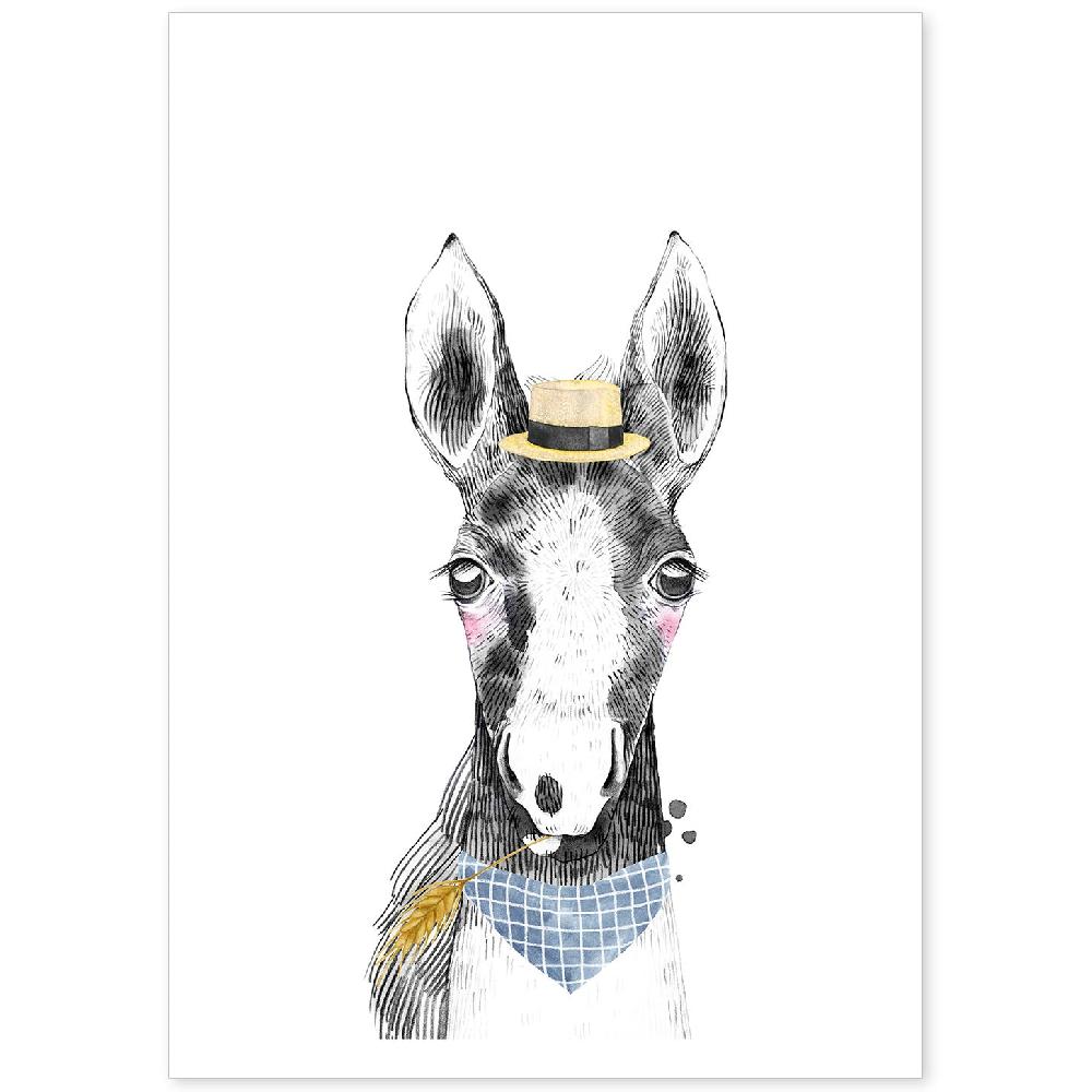 nacnic Lámina infantil de Caballo bebe con sombrero y bandana