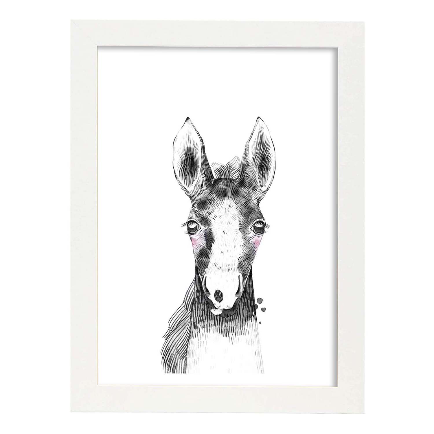 Nacnic Lámina Infantil De Caballo Bebé En Blanco Y Negro