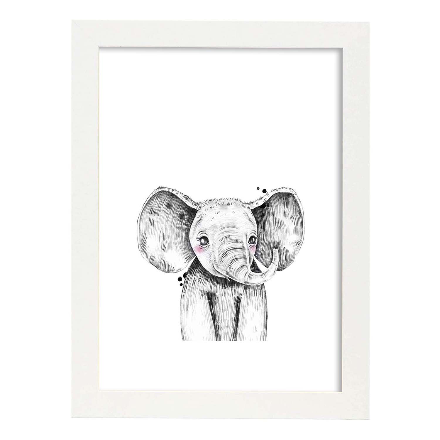 Nacnic Lámina Infantil De Elefante En Blanco Y Negro