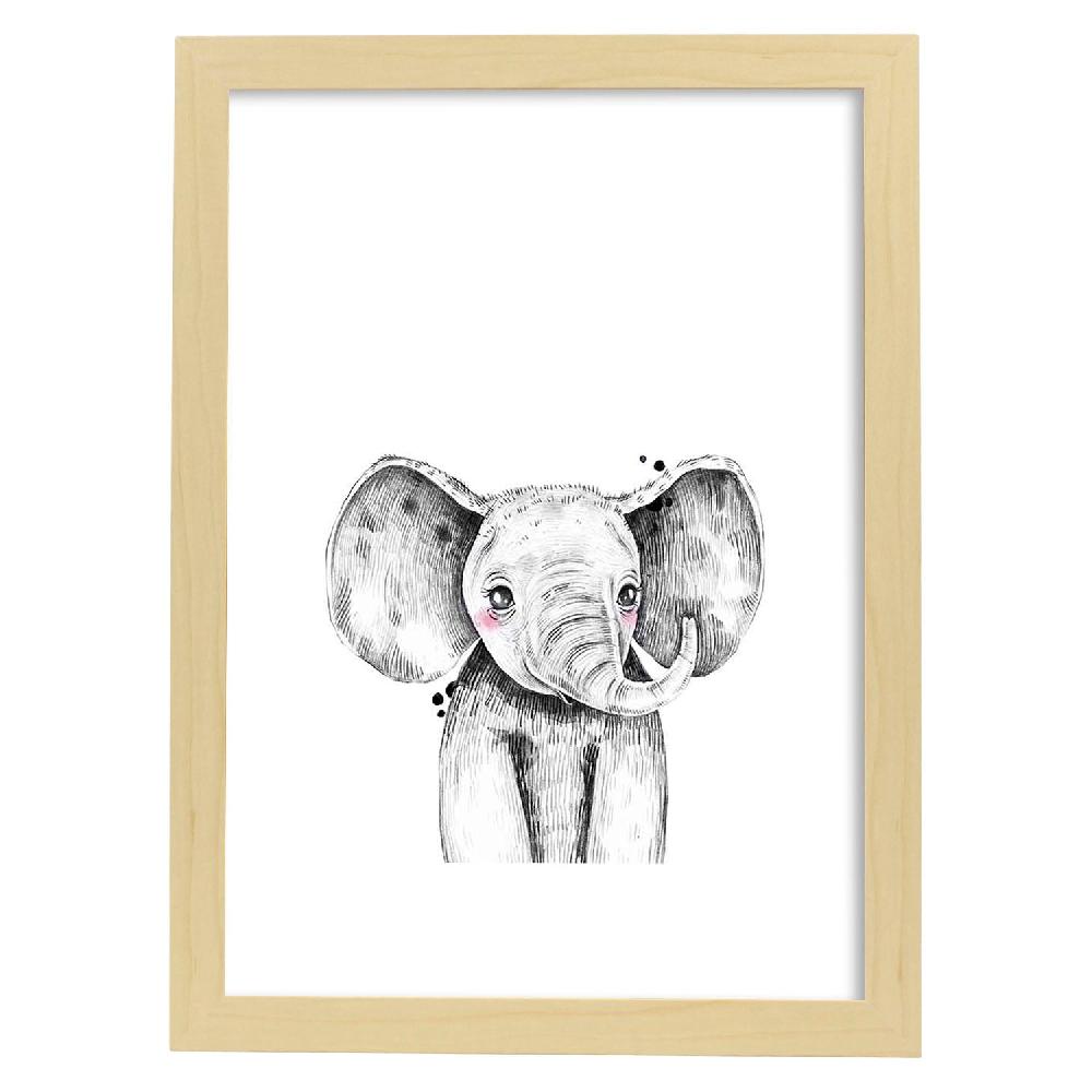 Nacnic Lámina Infantil De Elefante En Blanco Y Negro