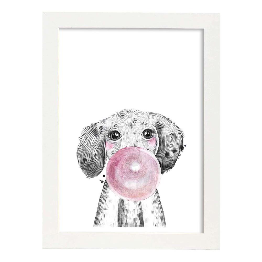 Nacnic Lámina Infantil De Perro Bebe Con Chicle Rosa