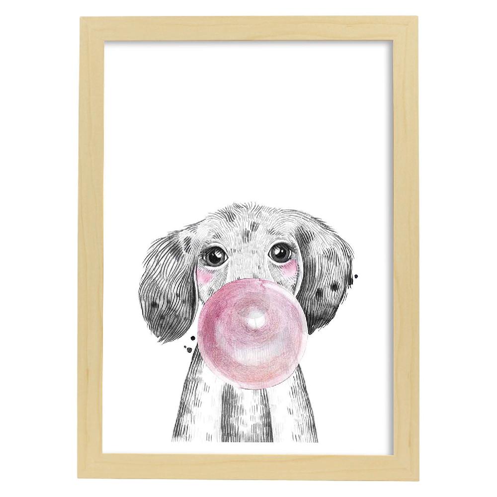 Nacnic Lámina Infantil De Perro Bebe Con Chicle Rosa