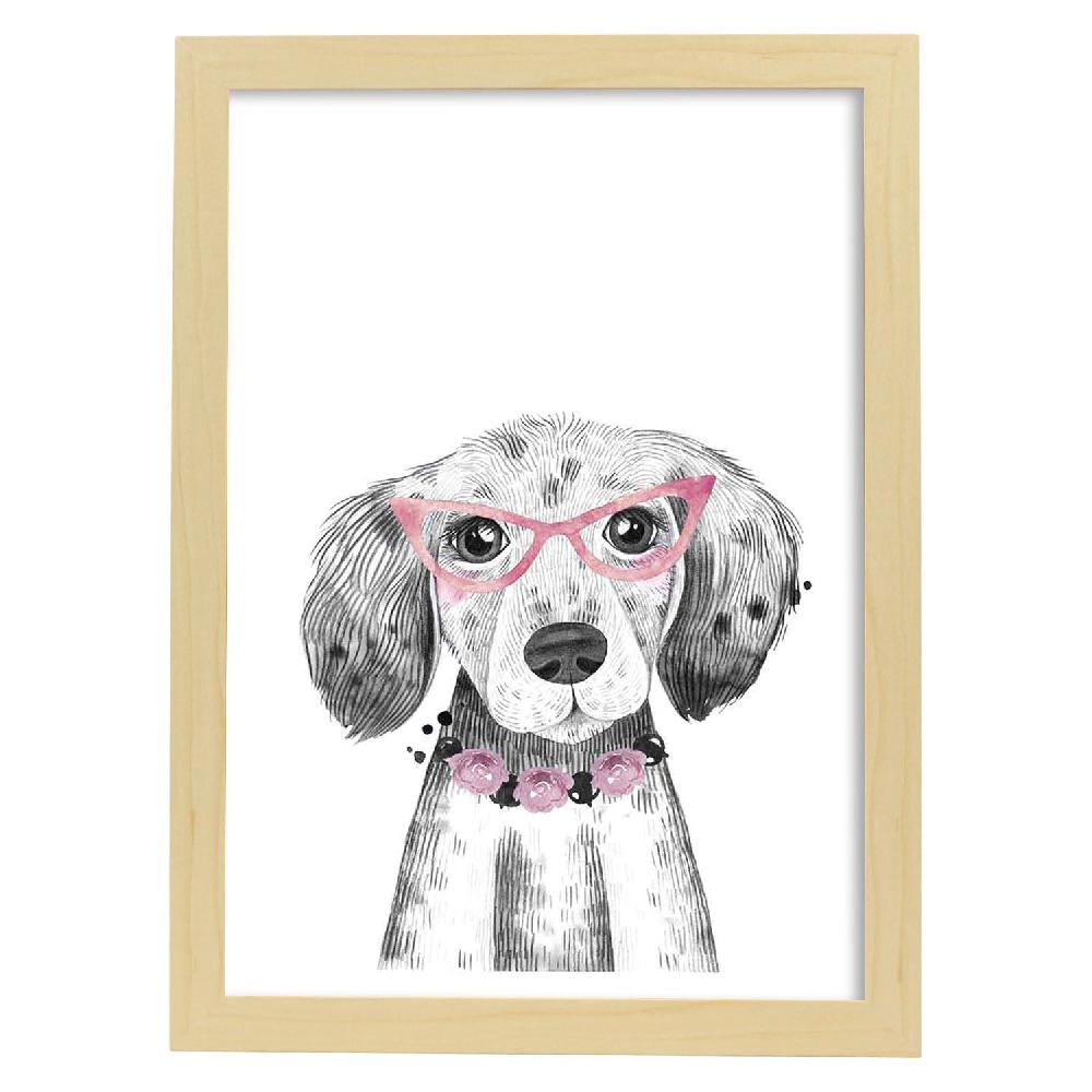 Nacnic Lámina Infantil De Perro Bebé Con Gafas Y Flores