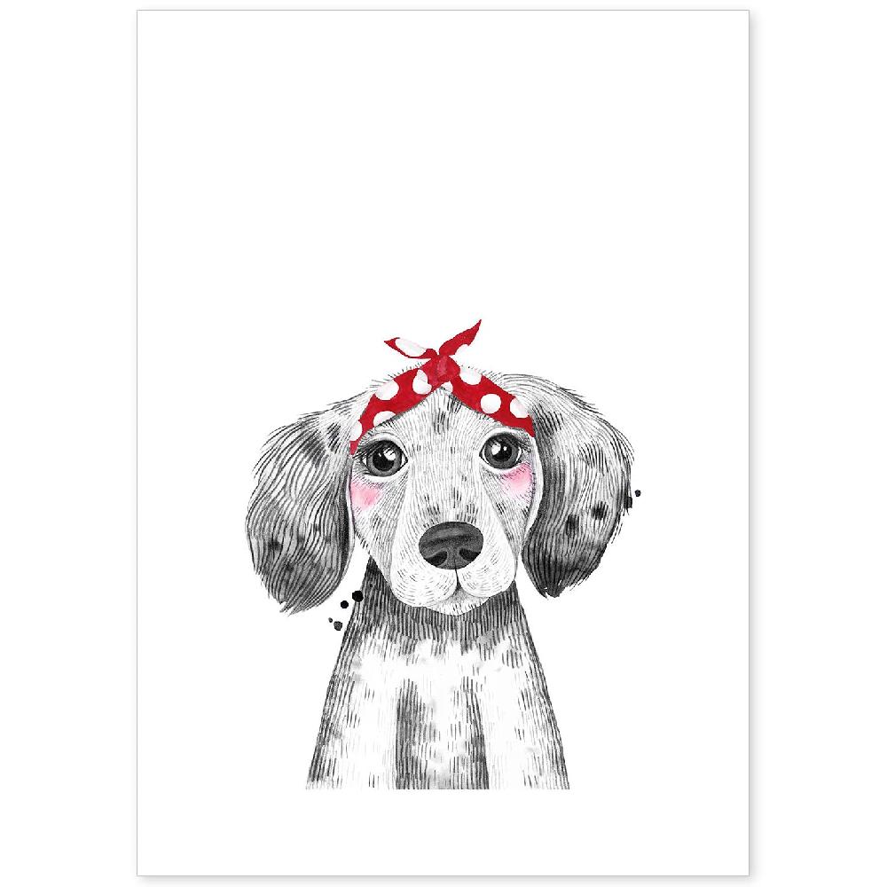 nacnic Lámina infantil de Perro Bebé con Pañuelo Rojo