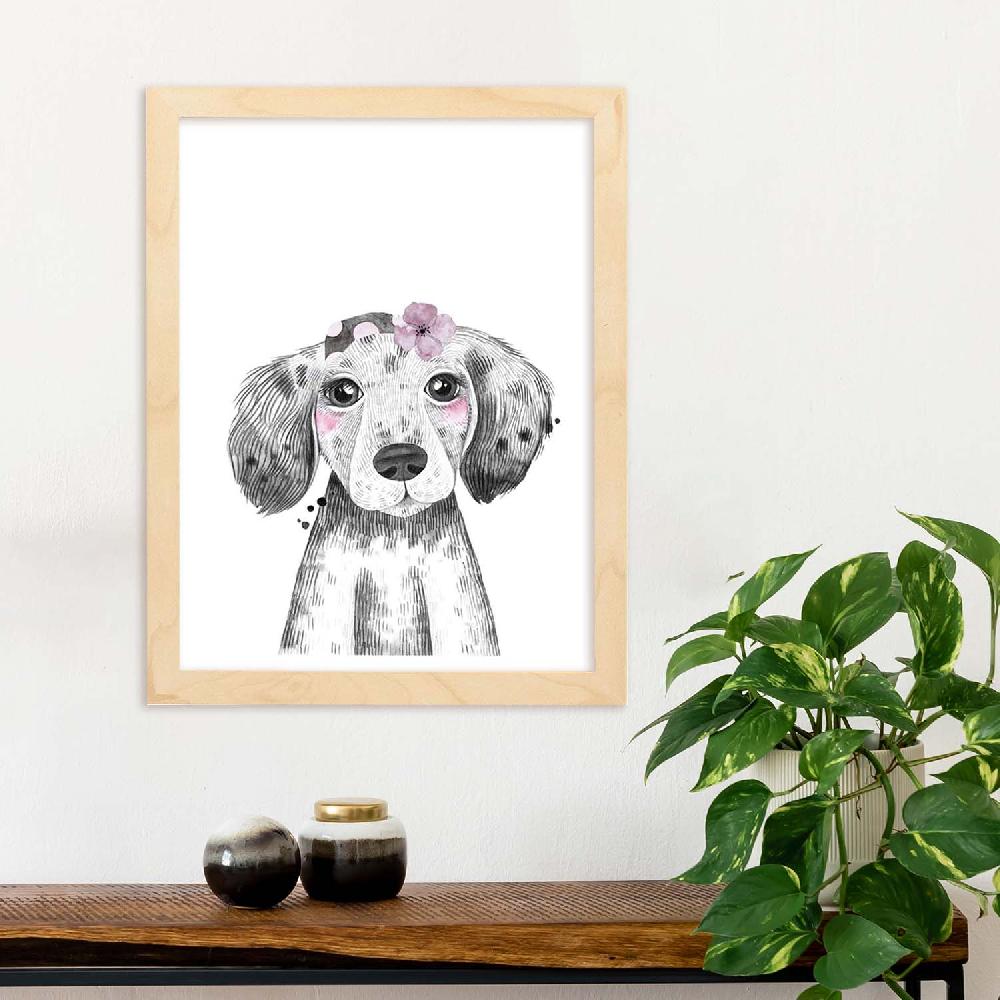 Nacnic Lámina Infantil De Perro Bebé Con Pañuelo Y Flor